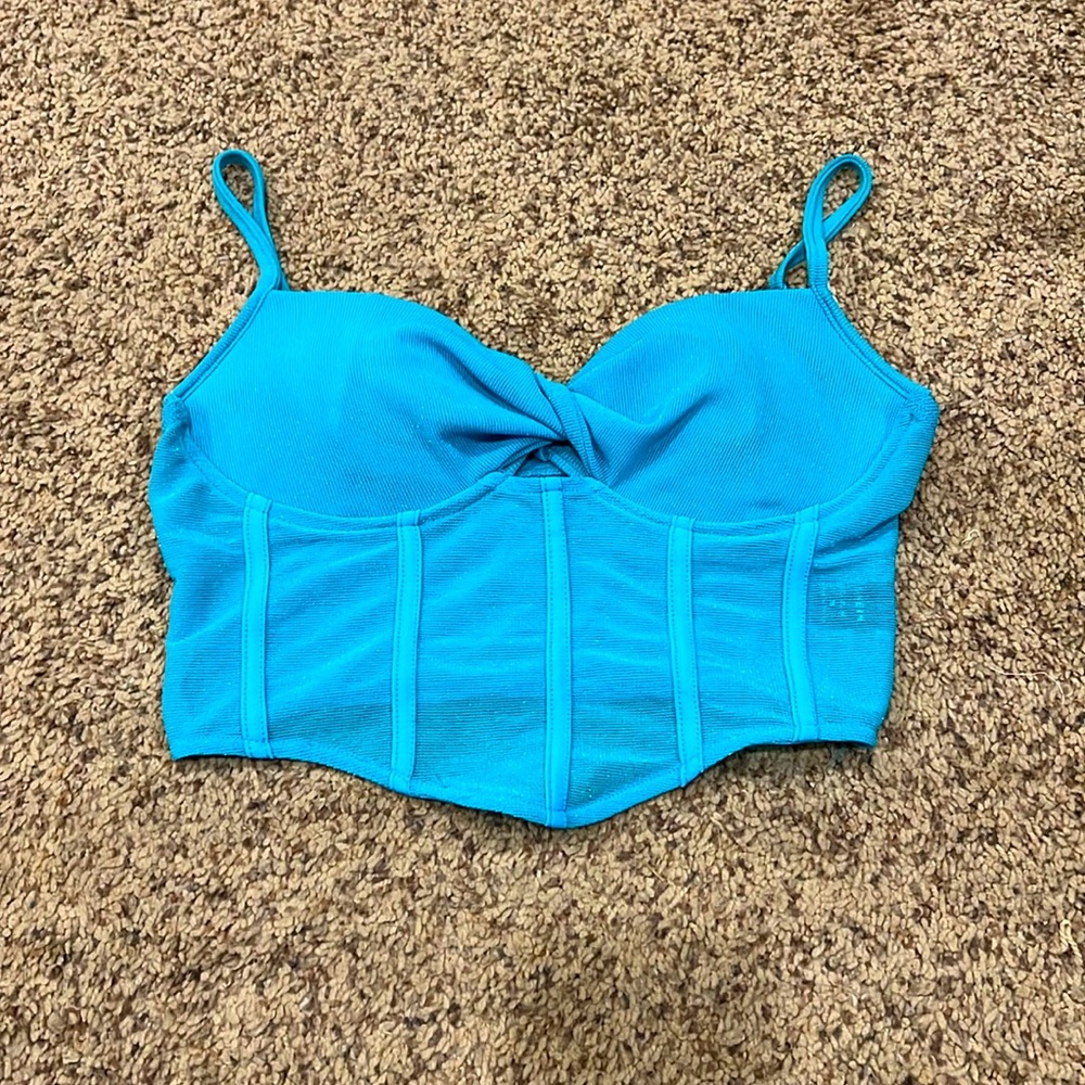 Blue sparkly Mesh crop top size s